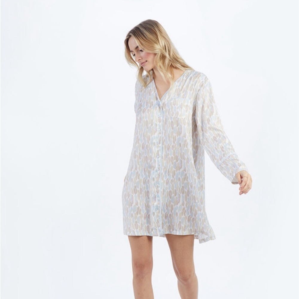 Summersalt The Cloud 9 Boyfriend Sleep Shirt Animal Print Pastel L Large NWT